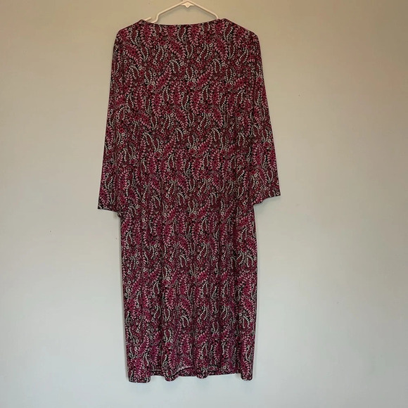 Talbots women’s size xxl dress faux wrap V-neck stretchy pink black floral midi - Picture 5 of 5